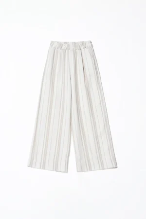 PANTALONE classico a righe con tasche e passanti alla cintura