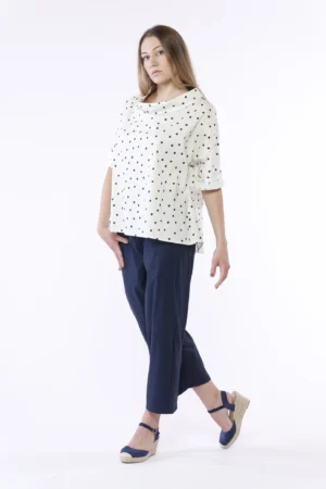 BLUSA Oversize con scollo a barca e Fantasia pois
