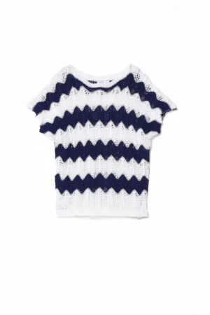 MAGLIA Traforata Chevron Manica Corta