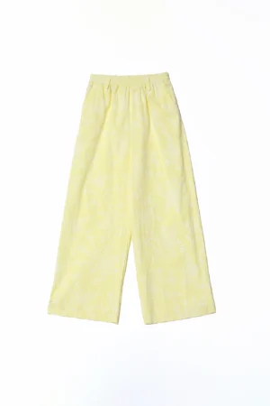 PANTALONE a palazzo con ricami in rilevo e nodo in vita