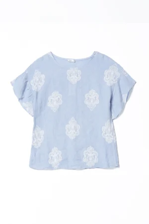 BLUSA ampia con stampa paisley e maniche corte a volant