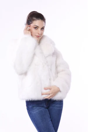 CAPPOTTO corto con pelliccia e collo reverse