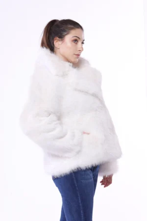 CAPPOTTO corto con pelliccia e collo reverse