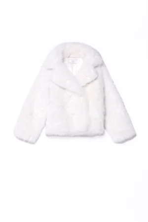 CAPPOTTO corto con pelliccia e collo reverse