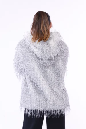 CAPPOTTO a pelo lungo con fodera interna e collo alto