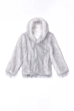 CAPPOTTO a pelo lungo con fodera interna e collo alto