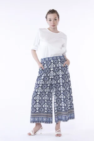 PANTALONE fresco wide leg con elastico di chiusura