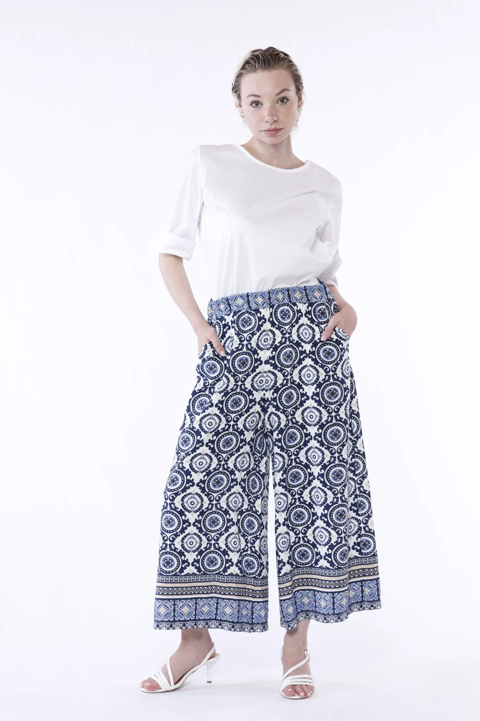 PANTALONE fresco wide leg con elastico di chiusura ONEWORLD HYBRID