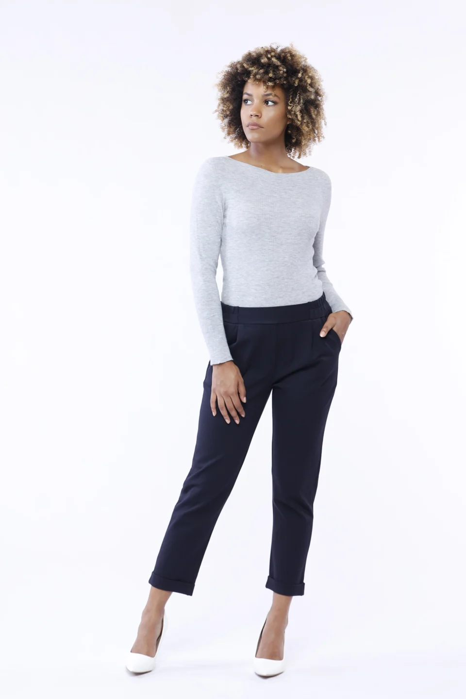 PANTALONE in punto milano con risvolti alle caviglie e comodo elastico di chiusura ONEWORLD HYBRID