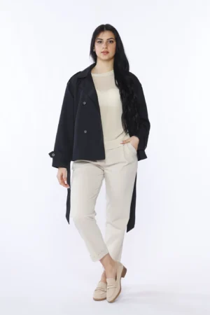 GIACCA trench corto doppiopetto con cintura in vita