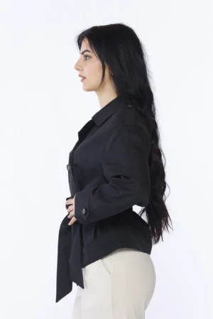 GIACCA trench corto doppiopetto con cintura in vita