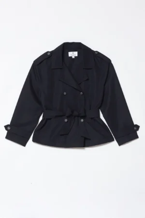 GIACCA trench corto doppiopetto con cintura in vita