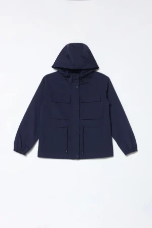 GIACCA tipo parka con tasconi sul davanti e doppia chiusura con cerniera e bottoni