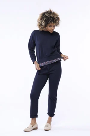 MAGLIA casual a girocollo con orli alti alle maniche e bordo doppio al fondo bicolore