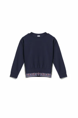 MAGLIA casual a girocollo con orli alti alle maniche e bordo doppio al fondo bicolore