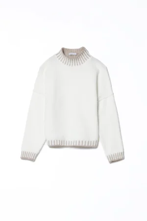 MAGLIA everyday ampia a collo alto con manica cucita all'esterno e orli bicolore a costine