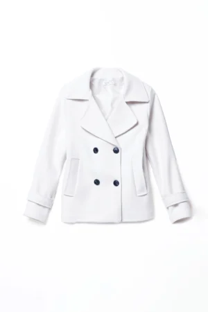 CAPPOTTO Doppiopetto corto con collo reverse bottoni neri e graziose cinghie sulle maniche