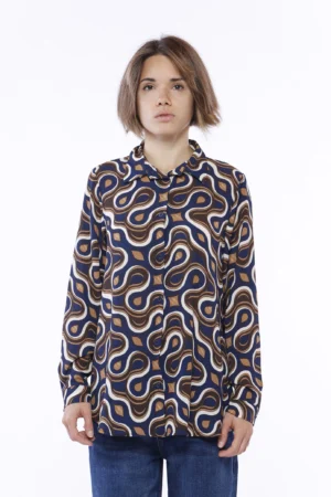 CAMICIA a manica lunga con stampa fluida e collo classico