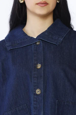 GIACCA denim svasata e maniche a tre quarti