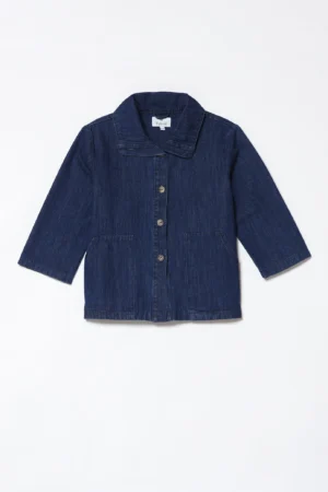 GIACCA denim svasata e maniche a tre quarti