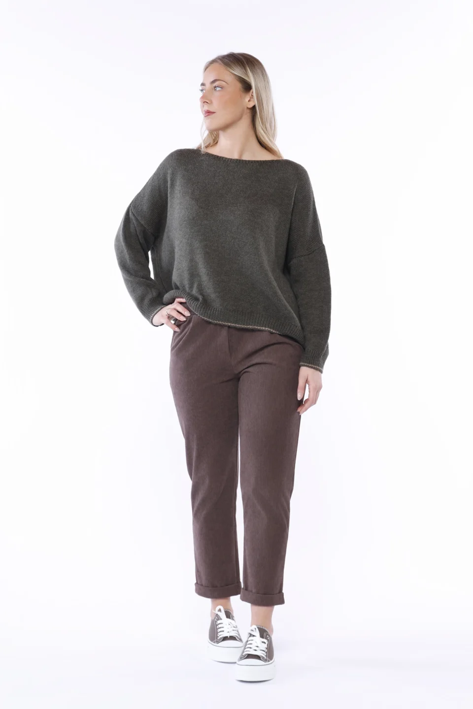 PANTALONE caldo modello velluto con risvolti alle caviglie ONEWORLD HYBRID