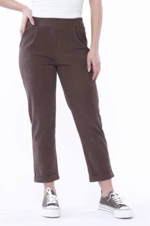 PANTALONE caldo modello velluto con risvolti alle caviglie