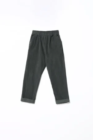 PANTALONE in velluto di cotone con risvolti alle caviglie di tendenza ed elastico di chiusura in vita