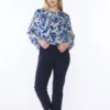 PANTALONE comodo in cotone con risvolti alle caviglie fodera interna a fiori e laccetto di chiusura