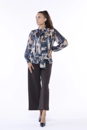 BLUSA Lavallière fantasia con inserti brillanti