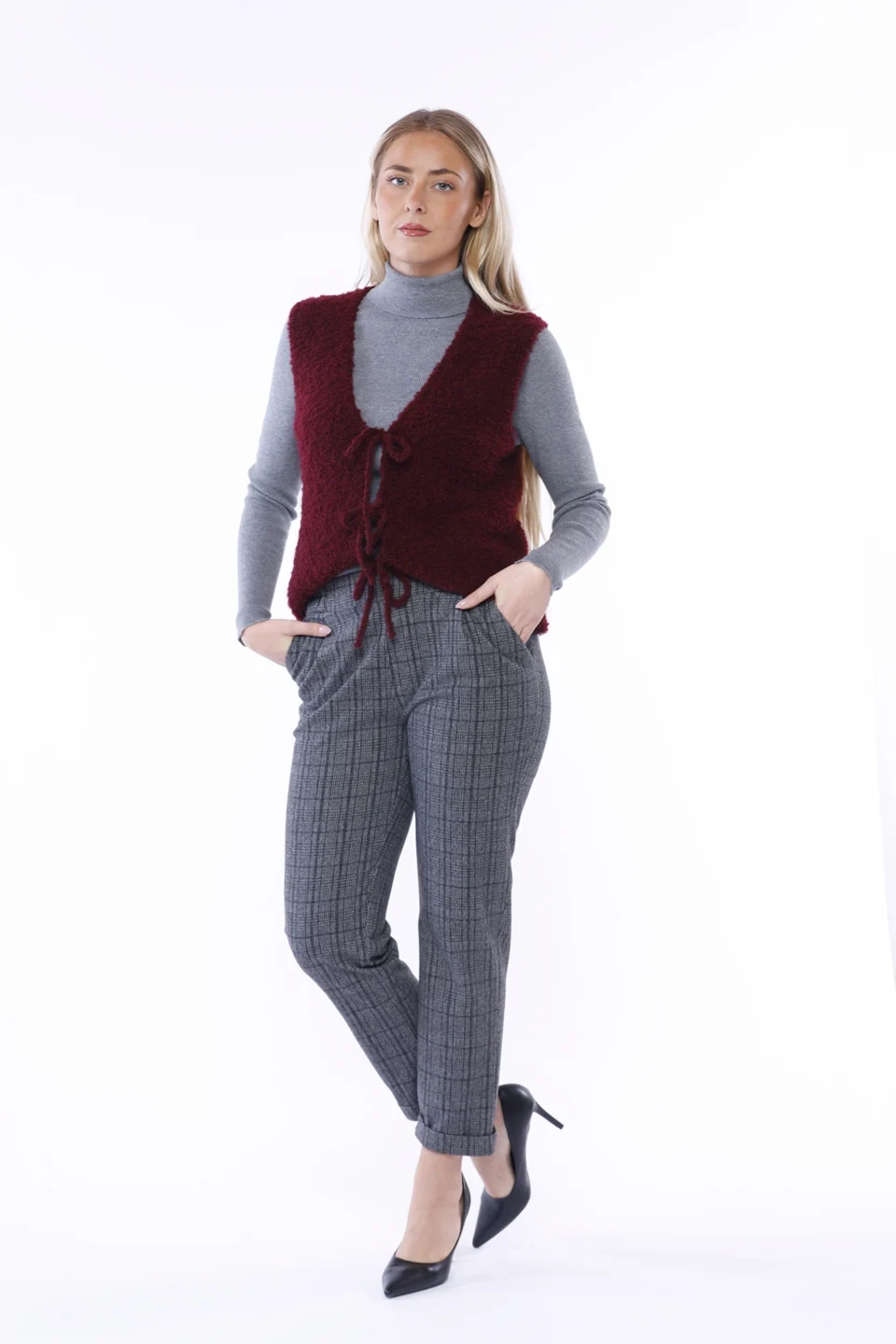 PANTALONE classico a trama scozia con risvolti alle caviglie di tendenza e comodo elastico di chiusura ONEWORLD HYBRID