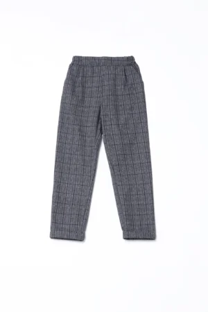 PANTALONE classico a trama scozia con risvolti alle caviglie di tendenza e comodo elastico di chiusura
