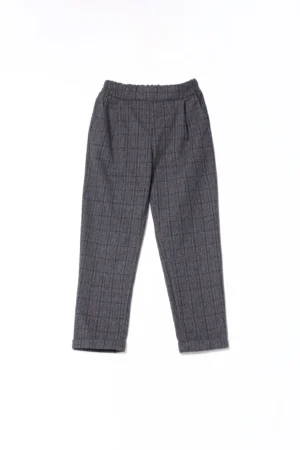 PANTALONE classico a trama scozia con risvolti alle caviglie di tendenza e comodo elastico di chiusura