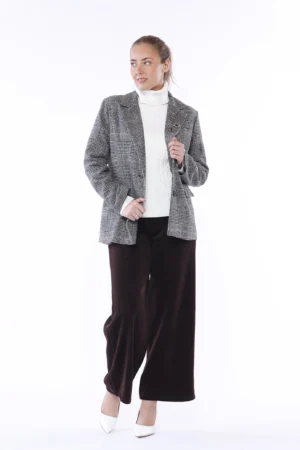 GIACCA monopetto a trama scozzese con collo reverse e taschini decorativi sul davanti