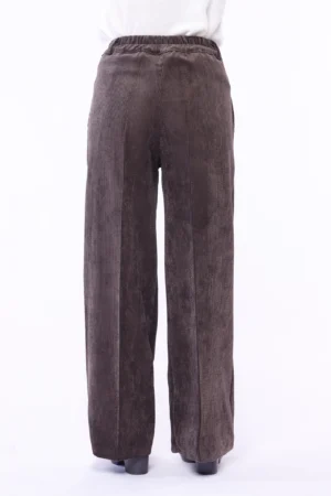 PANTALONE in velluto di cotone a palazzo con chiusura a bottone e passanti alla cintura