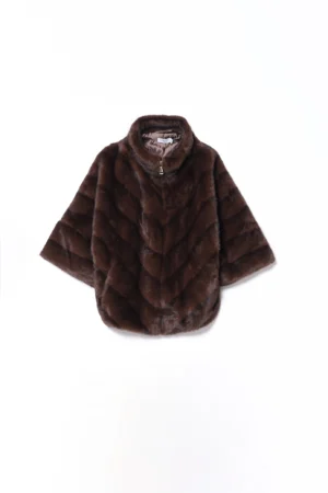 CAPPOTTO pellicia a pelo corto con manicaa kimono e trapuntatura diagonale di tendenza