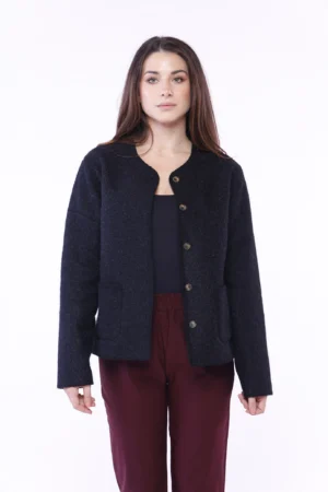 GIACCA a pelo corto primi freddi con chiusura a bottoni e comode taschine sul davanti