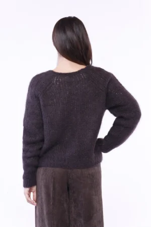 CARDIGAN in caldo misto lana con scollo a V e chiusura a bottoni