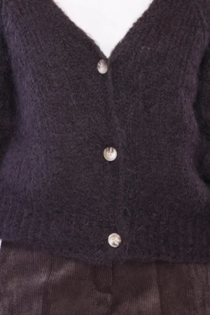 CARDIGAN in caldo misto lana con scollo a V e chiusura a bottoni