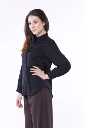 CAMICIA business woman con strass lucidi e colletto alla francese