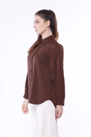 CAMICIA business woman con strass lucidi e colletto alla francese