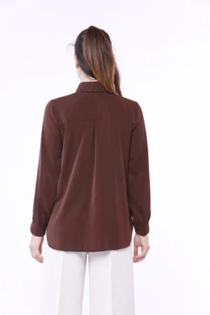 CAMICIA business woman con strass lucidi e colletto alla francese