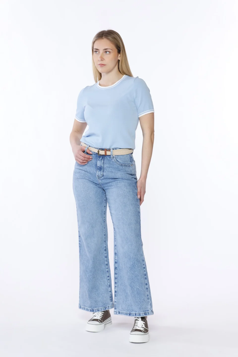 PANTALONE in denim dal taglio classico con tasche e bottone di chiusura ONEWORLD HYBRID