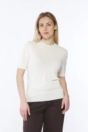 MAGLIA casual monocolore a manica corta e con orli a costine