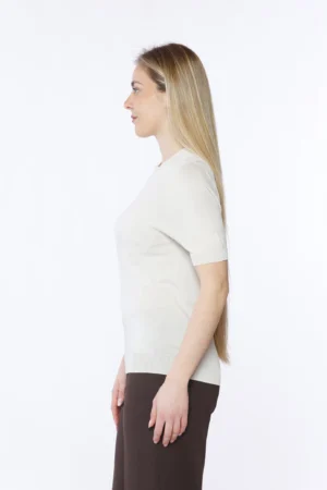 MAGLIA casual monocolore a manica corta e con orli a costine