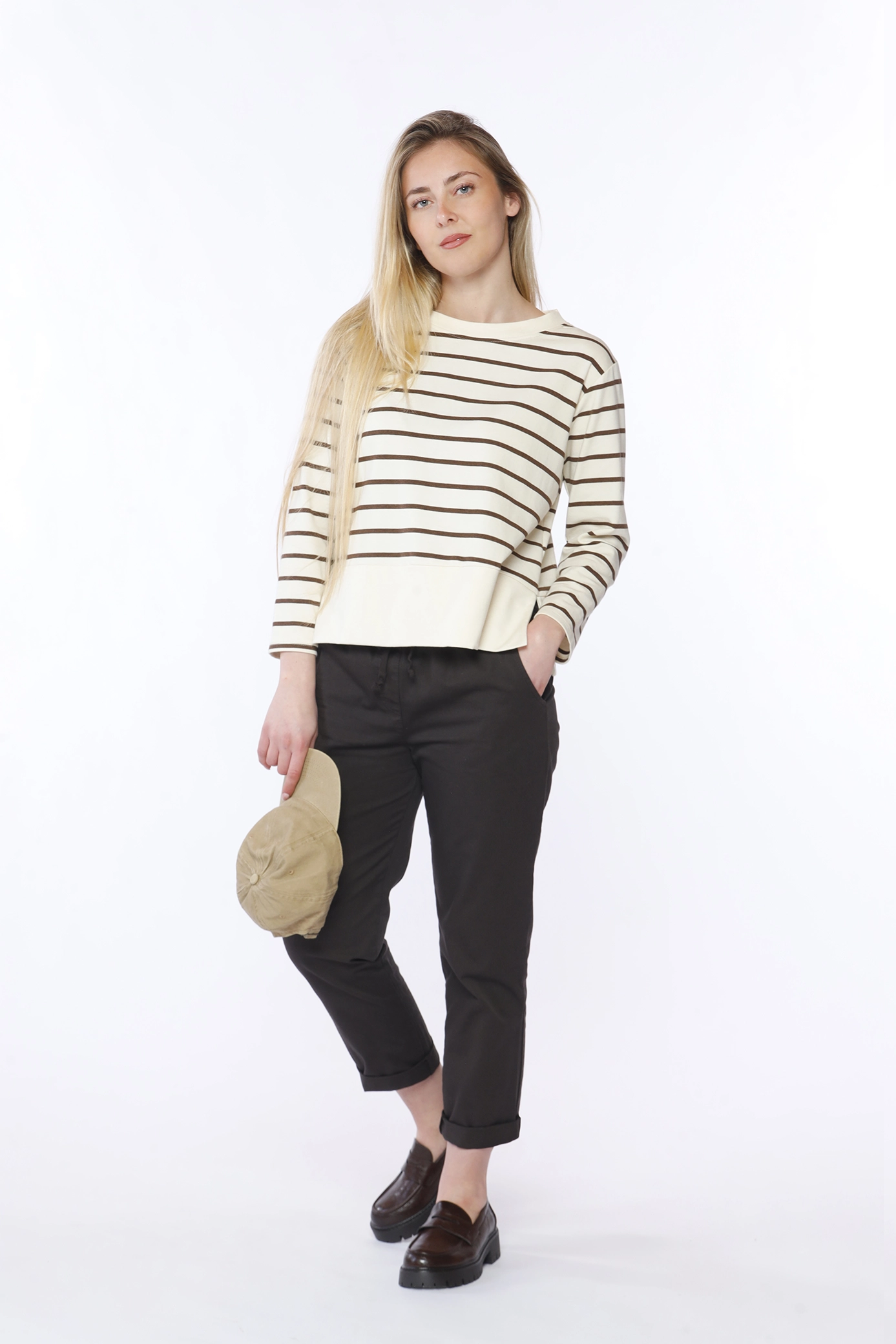 BLUSA a righe con scollo a barca e orlo alto con spacchetti al fondo monocolore ONEWORLD HYBRID