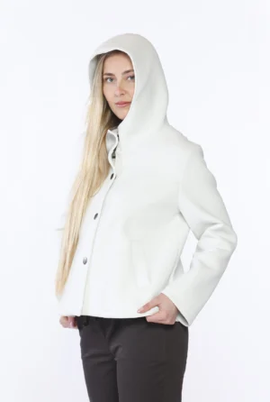 CAPPOTTO softshell corto sagomato con cappuccio e tasche verticali