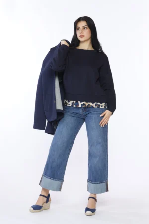 MAGLIA casual con inserto di camicia al fondo e scollo a giro ampio