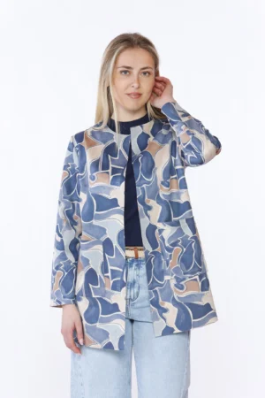 GIACCA blazer lungo in ecodainetto aperto sul davanti con comode tasche