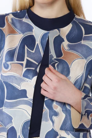 GIACCA blazer lungo in ecodainetto aperto sul davanti con comode tasche