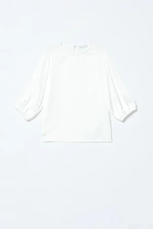 BLUSA versatile con maniche a sbuffo e scollo a giro